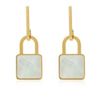 Simple Square Shell Pendant Lock-shaped Stainless Steel Earrings main image 6