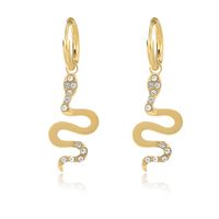 Simple Irregular Golden Snake-shaped Diamond Stainless Steel Earring main image 6