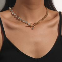 Fashion Ot Buckle Alloy Diamond Glass Thick Necklace main image 1