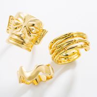 Fashion Geometric Gold Mask Copper Open Ring main image 1