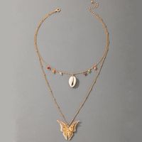 Nihaojewelry Fashion Rhinestone Shell Hollow Butterfly Pendant Necklace Wholesale Jewelry main image 5