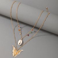 Nihaojewelry Fashion Rhinestone Shell Hollow Butterfly Pendant Necklace Wholesale Jewelry sku image 1