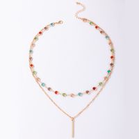 Nihaojewelry Fashion Contrast Color Rhinestone Pendant Double Layer Necklace Wholesale Jewelry main image 7