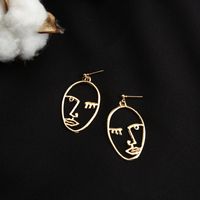 Human Face Plating Alloy No Inlaid Earrings main image 1