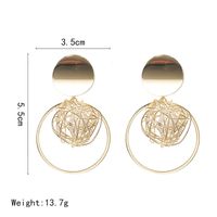 Korean Geometric Hollow Thread Ball Pearl Pendant Earrings main image 4