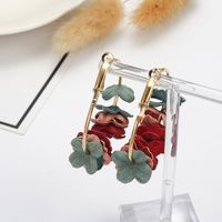 Korean Cloth Flower Alloy Earrings sku image 2