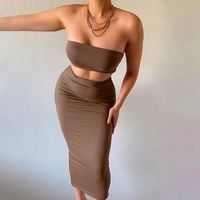 Nihaojewelry Tube Top Top Long Length Skirt Set Wholesale sku image 1