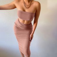 Nihaojewelry Tube Top Top Long Length Skirt Set Wholesale sku image 7