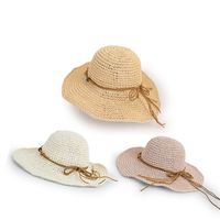 Korean Style Sunscreen Button Woven Big Brim Breathable Straw Hat main image 6