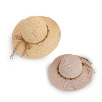 Korean Style Sunscreen Button Woven Big Brim Breathable Straw Hat main image 5