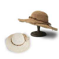 Korean Style Sunscreen Button Woven Big Brim Breathable Straw Hat main image 4