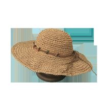 Korean Style Sunscreen Button Woven Big Brim Breathable Straw Hat main image 3