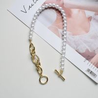 Schlüsselbeinkette Im Einfachen Stil Perlenkette Mit Diamantnähten main image 4