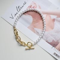 Schlüsselbeinkette Im Einfachen Stil Perlenkette Mit Diamantnähten main image 5