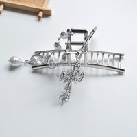 Fashion Chain Pearl Cross Metal Hairpin main image 5
