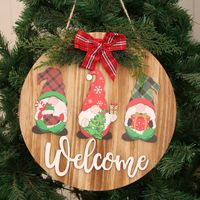 New Christmas Wooden Three-dimensional Door Hanging Wooden Garland Pendant Bow Welcome Pendant Faceless Dwarf main image 5
