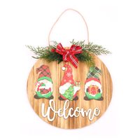 Nouvelle De Noël En Bois Trois-dimensions Porte Suspendus En Bois Guirlande Pendentif Arc Bienvenue Pendentif Sans Visage Nain main image 6