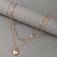 Nihaojewelry Fashion Metal Peach Heart Pendant Multi-layer Necklace Wholesale Jewelry sku image 1