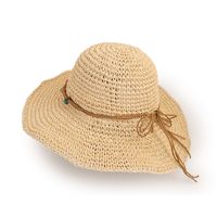 Korean Style Sunscreen Button Woven Big Brim Breathable Straw Hat sku image 1