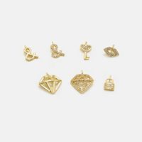 Fashion Heart-shaped Key Copper Inlaid Zircon Earrings Wholesale main image 3