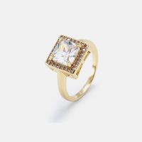 Fashion White Square Zircon Gold Plated Ring Wholesale main image 1