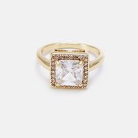 Fashion White Square Zircon Gold Plated Ring Wholesale main image 3
