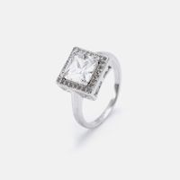 Fashion White Square Zircon Gold Plated Ring Wholesale main image 4