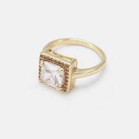 Fashion White Square Zircon Gold Plated Ring Wholesale main image 5