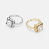 Fashion White Square Zircon Gold Plated Ring Wholesale main image 6