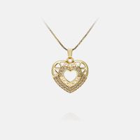 Fashion Hollow Heart-shaped Inlaid Zircon Copper Necklace Wholesale main image 1