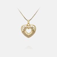 Fashion Hollow Heart-shaped Inlaid Zircon Copper Necklace Wholesale main image 2