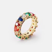 Fashion Style Gold-plated Colorful Zircon Copper Ring main image 1