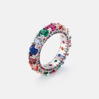 Fashion Style Gold-plated Colorful Zircon Copper Ring main image 3