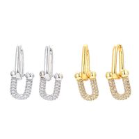 Retro U-shaped Horseshoe Buckle Tassel Copper Earrings Wholesale main image 1