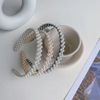 Korean Winding Woven Thin Side Pearl Headband main image 4