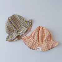 Nouveau Chapeau De Pêcheur Pour Enfants À Carreaux De Couleur Contrastée Coréen main image 4