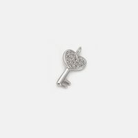 Fashion Heart-shaped Key Copper Inlaid Zircon Earrings Wholesale sku image 1