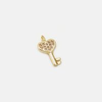 Fashion Heart-shaped Key Copper Inlaid Zircon Earrings Wholesale sku image 2