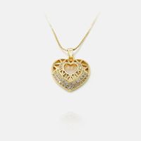 Fashion Hollow Heart-shaped Inlaid Zircon Copper Necklace Wholesale sku image 2