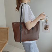 Fashion Retro Simple Large-capacity Solid Color One-shoulder Tote Bag main image 6