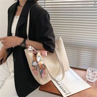 Fashion Bows Large-capacity Shoulder Straw Woven Bag Wholesale main image 4