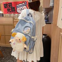 Korean Sheep Pendant Large Capacity Backpack Wholesale sku image 3