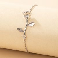 Wholesale Jewelry Simple Silver Rose Flower Anklet Nihaojewelry main image 1