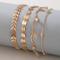 Wholesale Jewelry Simple Triangle Arrow Disc Hollow Leaf Anklet 4-piece Set Nihaojewelry main image 4