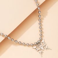 Nihaojewelry Jewelry Wholesale Silver Hollow Butterfly Pendant Beads Necklace sku image 1