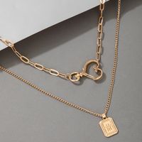 Nihaojewelry Jewelry Wholesale Golden Heart-shaped Buckle Pendent Multi-layer Necklace sku image 1