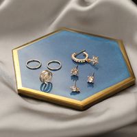 Wholesale Jewelry Retro Full Diamond Five-pointed Star C-shaped Earrings Nihaojewelry main image 3