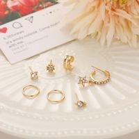 Wholesale Jewelry Retro Full Diamond Five-pointed Star C-shaped Earrings Nihaojewelry main image 5