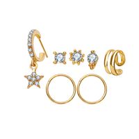 Wholesale Jewelry Retro Full Diamond Five-pointed Star C-shaped Earrings Nihaojewelry main image 6