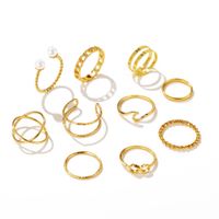 Wholesale Jewelry Simple Geometric Pearl Joint Ring 10-piece Ring Set Nihaojewelry main image 3
